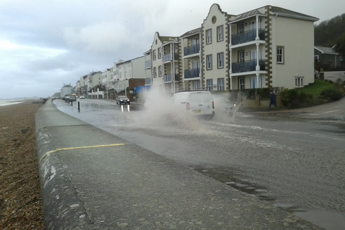 Sandgate Esplanade road and pavement flooding