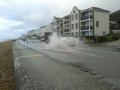 Sandgate Esplanade road and pavement flooding