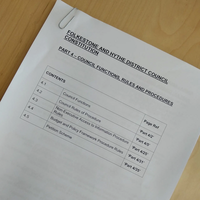 Constitution of Folkestone and Hythe District Council Part 4 Cover sheet