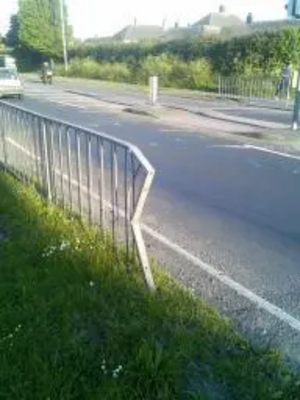 Broken crash barrier