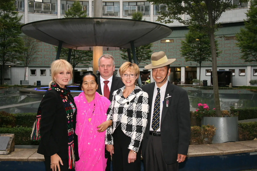 Joanna Lumley, Peter Carroll, Lynne Beaumont, Madan and Mina Gurung at BBC TV Centre