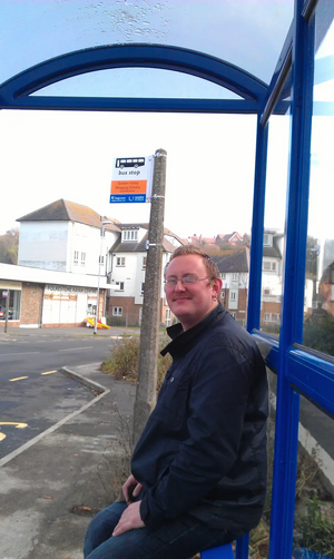 Gary Fuller at bus stop