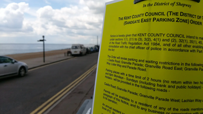 Shepway District Council Sandgate Parking Consultation Notice on Granville Parade