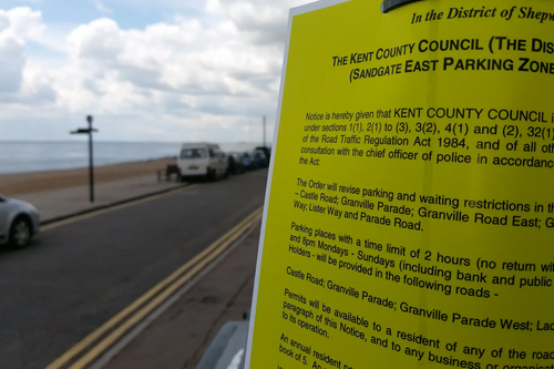 Shepway District Council Sandgate Parking Consultation Notice on Granville Parade