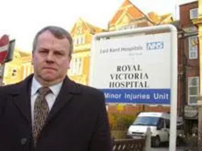 Peter Carroll outside the Royal Victoria Hospital in Folkestone