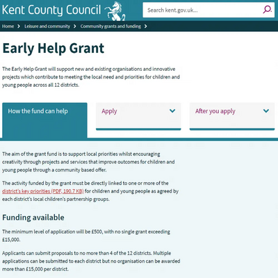 Kent County Council Early Help Grants