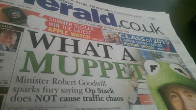 Folkestone Herald Front Page "Muppet"