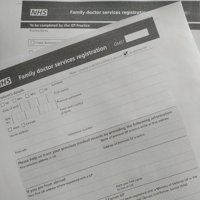 NHS GP Registration forms