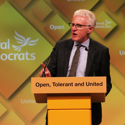 Norman Lamb speaking at Liberal Democrat conference rally