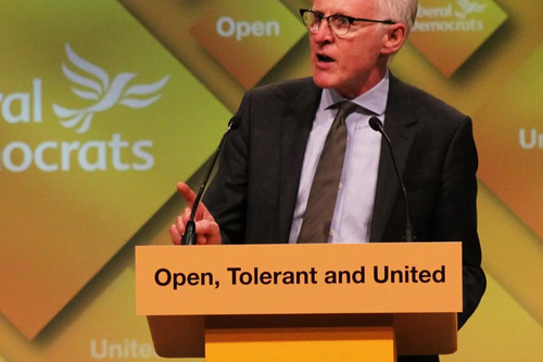 Norman Lamb speaking at Liberal Democrat conference rally