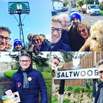 Simon Bishop and Lib Dem members and supporters campaigning in Saltwood