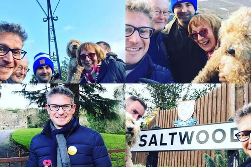 Simon Bishop and Lib Dem members and supporters campaigning in Saltwood