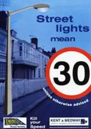 Street lights mean 30mph poster