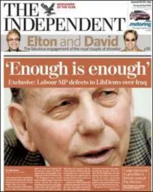 'Independent' front page - "Enough is Enough" - 26 April