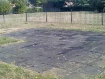 Play area with climbing frame removed