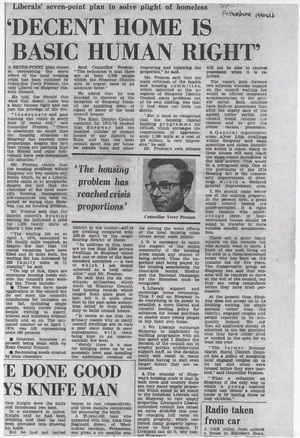 1974 housing article from newspaper from Terry Preston