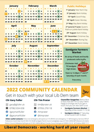 2022 Sandgate and West Folkestone Calendar Page 2