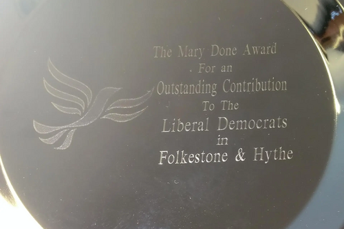 the Mary Done Award for an Outstanding Contribution to the Liberal Democrats in Folkestone & Hythe