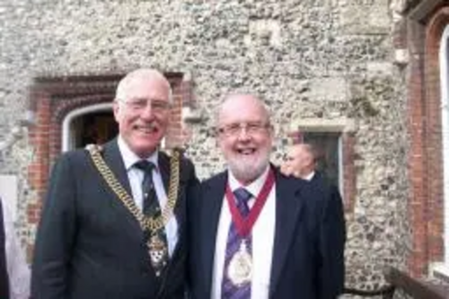 Mayor of Canterbury, Pat Todd, with Folkestone Mayor Tom McNeice