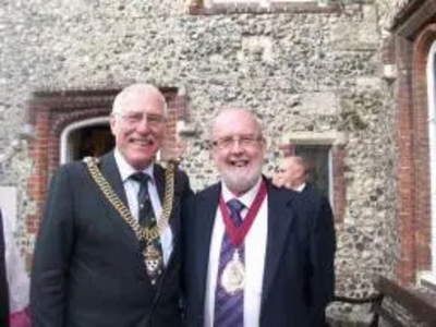 Mayor of Canterbury, Pat Todd, with Folkestone Mayor Tom McNeice