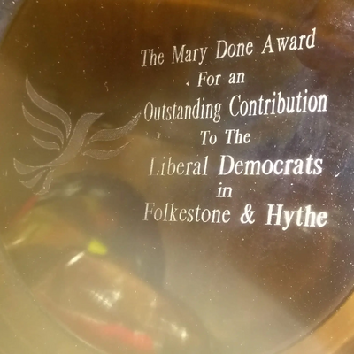 the Mary Done Award for an Outstanding Contribution to the Liberal Democrats in Folkestone & Hythe