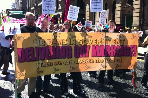 Lib Dems parading at Manchester LGBT Pride 2011