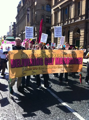 Lib Dems parading at Manchester LGBT Pride 2011