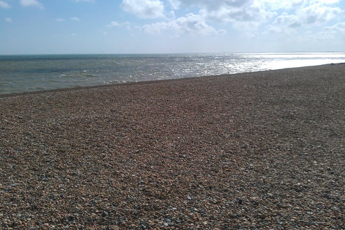 Shingle beach and sea