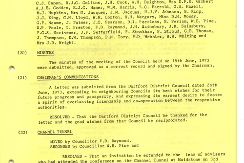 Minutes of July 1973 Shepway Council meeting