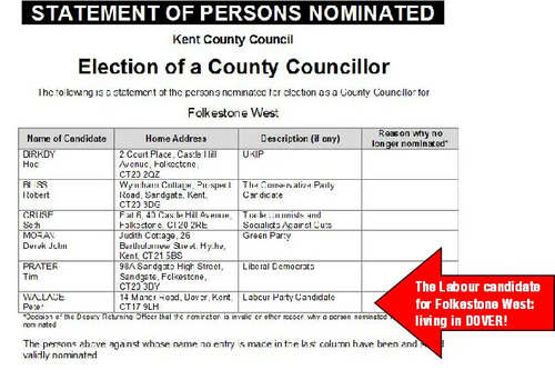 Folkestone West 2013 County Council Nominated Candidates