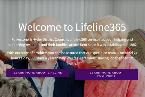 Screenshot of Lifeline365 wervice website front page