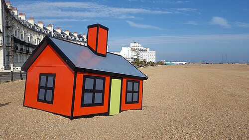 Folkestone Triennial art5work (small house on beach)