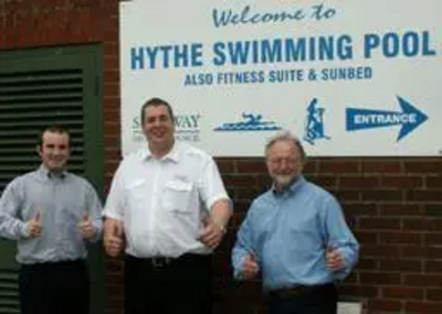 Sam Matthews, Darren Briddock and Neil Matthews at Hythe Pool