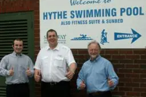 Sam Matthews, Darren Briddock and Neil Matthews at Hythe Pool