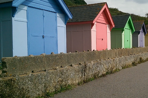 Beach Huts on Folkestone sea front