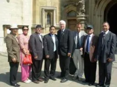 Dhan Gurung and Gurkha colleagues with Bob Russell MP at Westminster