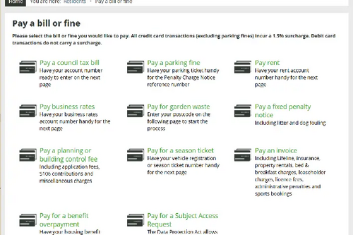 Shepway DC website bill payments screen screenshot