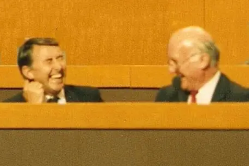 Russell Johnston (right) with David Steel at the Liberal Party Assembly in 1987