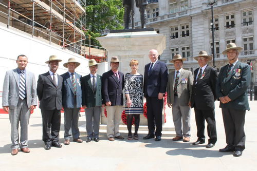 Lynne Beaumont and Nick Harvey with ex-Gurkhas in Westminster