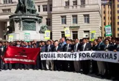 Ex-Gurkha soldiers demonstrate in Liverpool for Equal Rights, supported by Peter Carroll