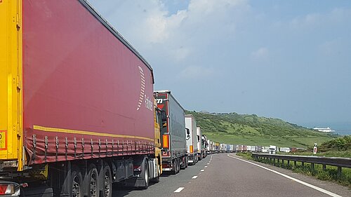 Lorry queues in Dover TAP A20