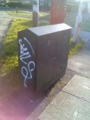 Graffiti on green BT box