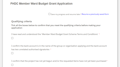 FHDC Ward Member Grant form online