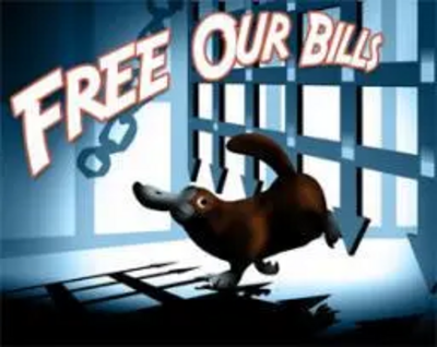 "Free Our Bills" Platypus graphic