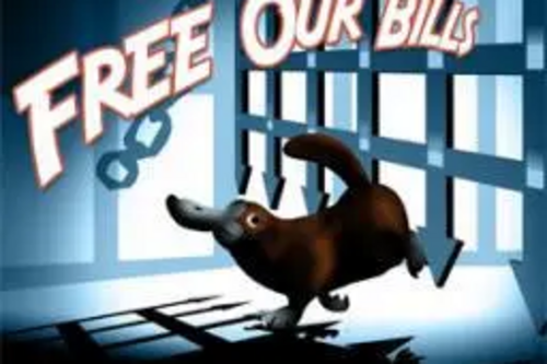 "Free Our Bills" Platypus graphic