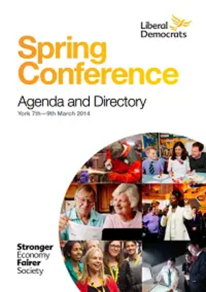 Conference Agenda and Directory for Lib Dem Federal Conference in York, Spring 2014