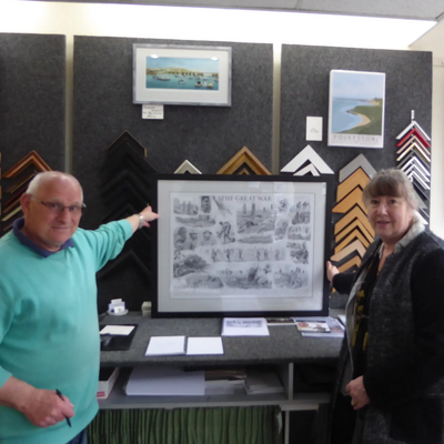 Alan Sole and Viv Kenny with WW1 print