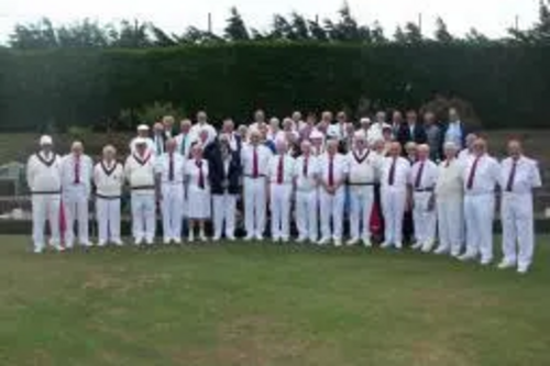 Tom McNeice and Chelsea Pensioners at the Cheriton Bowls Club