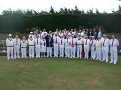 Tom McNeice and Chelsea Pensioners at the Cheriton Bowls Club