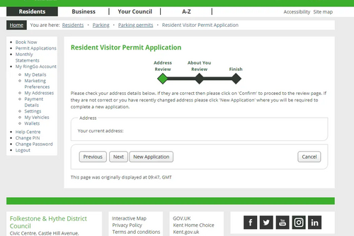 Ringgo Permit Application Page